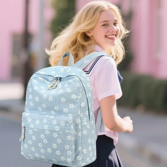 Durable Canvas School Backpack for Girls - Fits 15 Laptop & Organizes Supplies